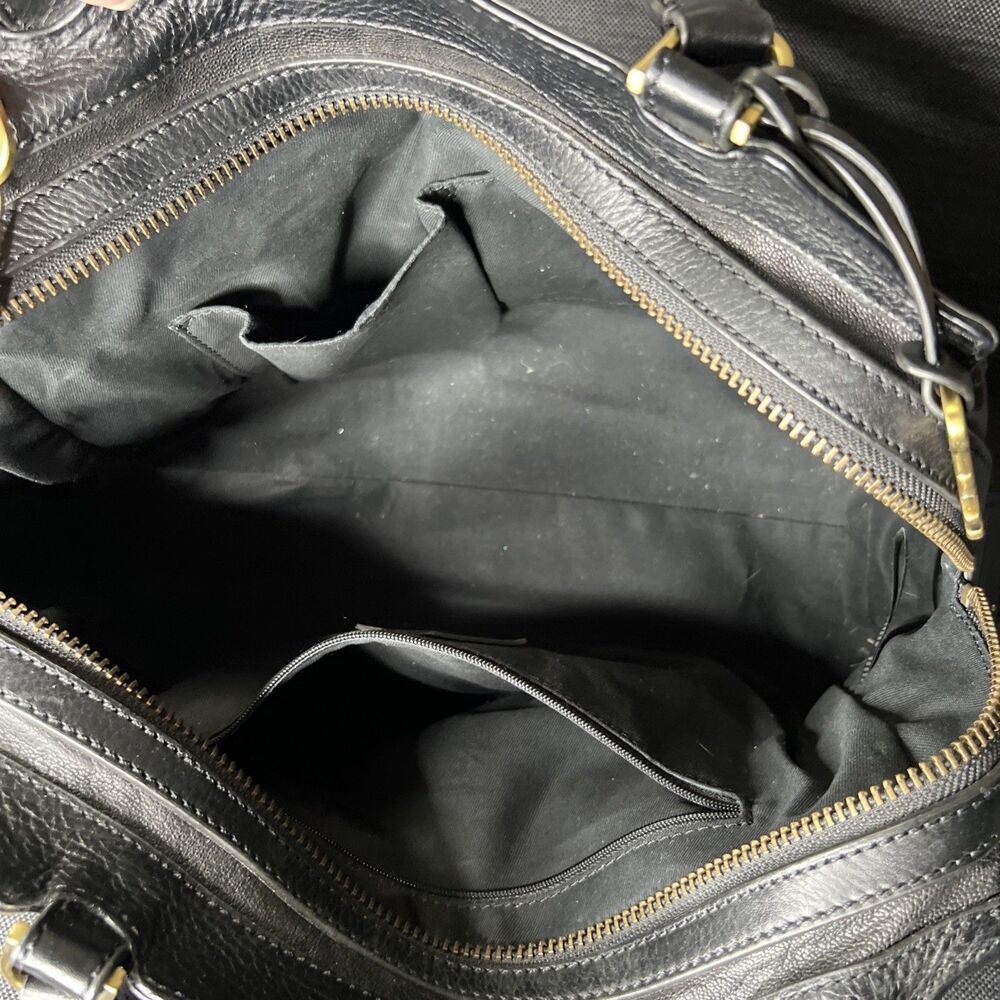 Fossil Logan Black Leather Satchel Shoulder Bag Crossbody Purse With Strap - Picture 7 of 14